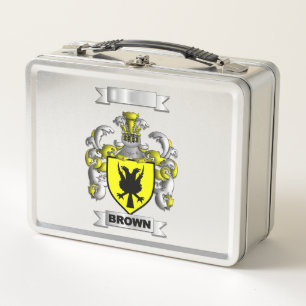Box Boîte à Lunch Marron Nom de Famille et Blason
