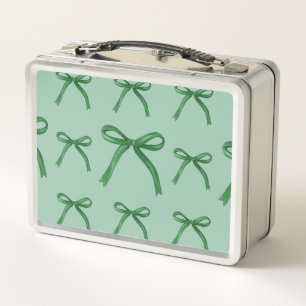 Box Boîte à lunch métallique avec motif de ruban vert