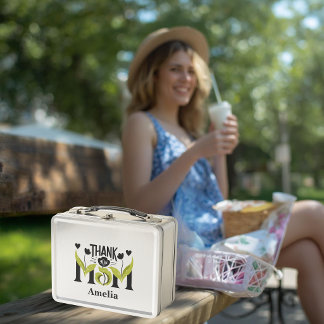 Box Boîte à lunch métallique personnalisée avec fleurs