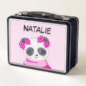 Box Boîte à lunch métallique rose fille panda (Dos)