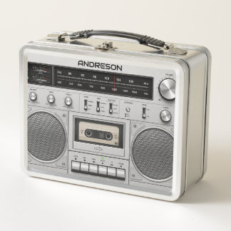 Box Boîte à lunch personnalisée avec nom Boombox Rétro