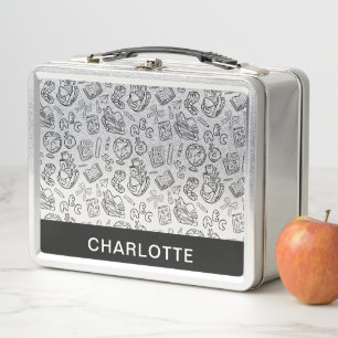 Box Boîte à lunch personnalisée en noir et blanc pour