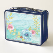 Box Boîte à lunch turquoise clair avec roses (Dos)