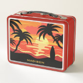 Box Boîtes à lunch de nom personnalisé Tropical Sunset (Dos)