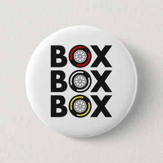 "Box Box Box" F1 Bandenontwerp Ronde Button 5,7 Cm