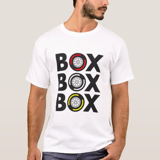 "Box Box Box" F1 Bandenontwerp T-shirt (Voorkant)