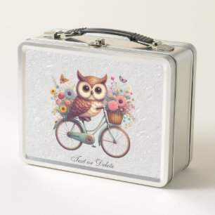 Box Chouette à bicyclette florale Boîte à lunch en mét