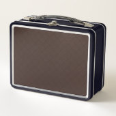 Box Classic Brown Leather Look Metal Lunch Container (Devant)