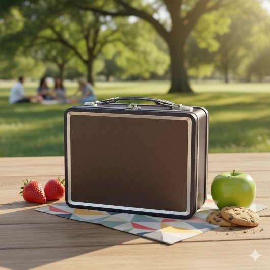 Box Classic Brown Leather Look Metal Lunch Container