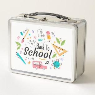 Box Coloré Retour à l'école Boîte à lunch en métal per