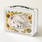 Box Custom Name Lunch Box, Sunflower Magical Lion (Dos)