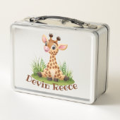 Box Cute Kids Giraffe Boîte à lunch personnalisée (Dos)