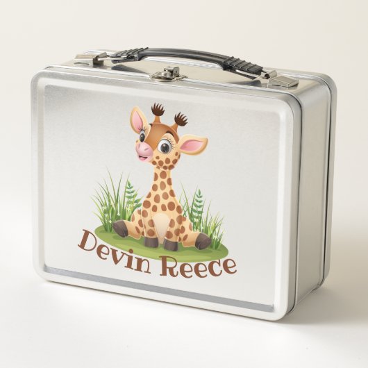 Box Cute Kids Giraffe Boîte à lunch personnalisée (Devant)