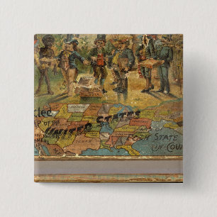 Box Dissected map, Verenigde Staten Vierkante Button 5,1 Cm