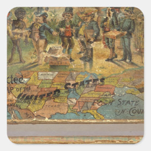 Box Dissected map, Verenigde Staten Vierkante Sticker