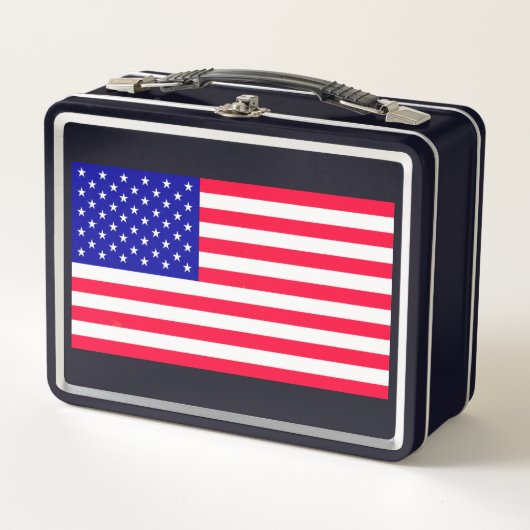 Box Drapeau américain Noir Lunch Boxes (Devant)