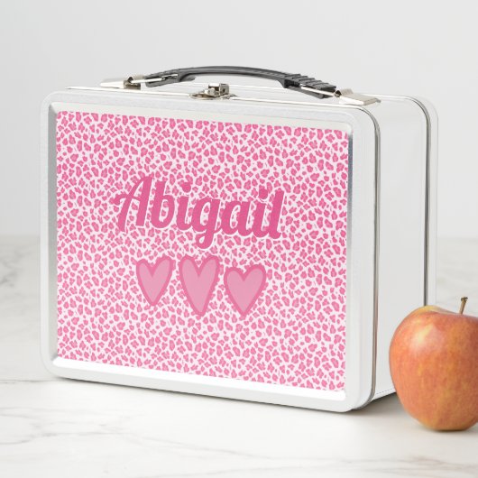 Box Empreinte de léopard rose - Boîte à lunch personna (En situation)