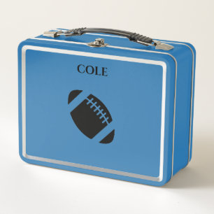 Box Football Boîte à lunch en métal bleu clair / nom p