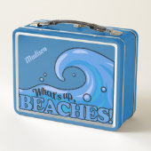 Box Funny Beach Wave personnalisés nom boîtes à lunch (Dos)