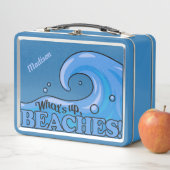 Box Funny Beach Wave personnalisés nom boîtes à lunch (En situation)