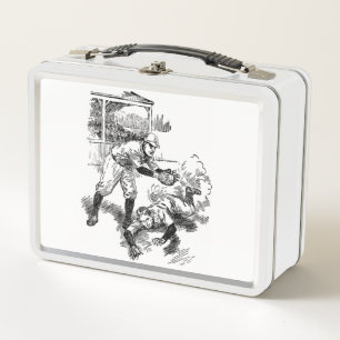 Box Joueur de base-ball vintage Boîte à lunch métalliq