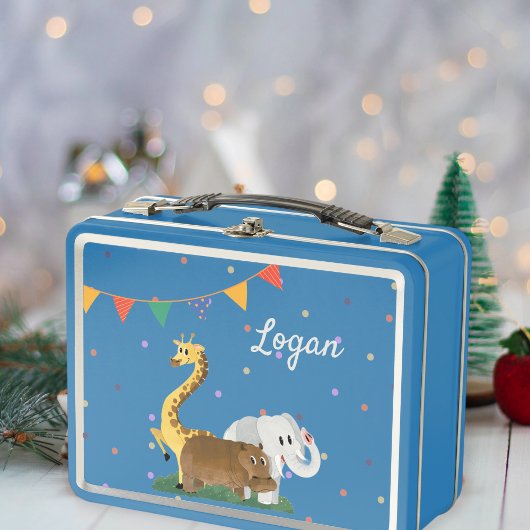 Box kids lunch boxes safari animals