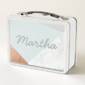 Box Marbre, or rose, boîte à lunch gris et bleu (Dos)