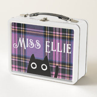 Box Miss Ellie et boîte à lunch carreaux violets/blanc