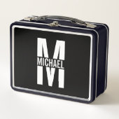 Box Monogramme personnalisé et nom Boîte à lunch métal (Devant)