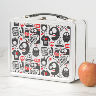 Box Monstre Doodle Drôle - Boîte à Lunch Métal Pop Art