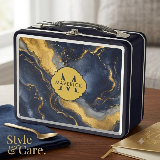 Box Nom initial sur boîte à lunch en métal FluidArt ma