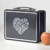 Box Paisley Coeur blanc sur les boîtes à lunch noires (En situation)