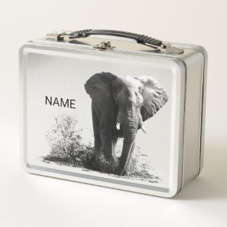 Box Personalised Splashing Elephant Lunch Tin/Box