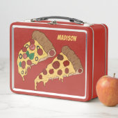 Box Pizza Slices boîte à lunch de nom personnalisé (En situation)