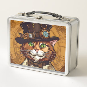 Box Steampunk chat boîte à lunch vintage