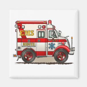 Box Truck Ambulance Square Magnet Magneet