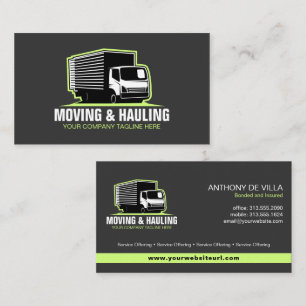 Box Truck Moving, Hauling & Delivery Service Visitekaartje