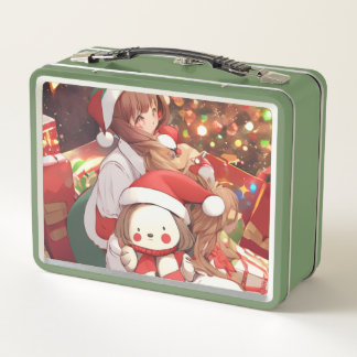 Box Vintage Noël Cookie Tin, Boîte à lunch de Noël