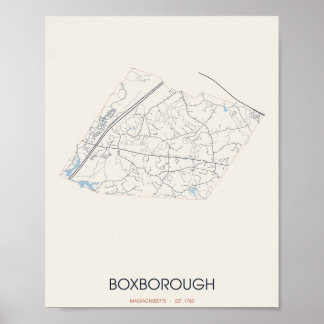 Boxborough Massachusetts Straatkaart Poster