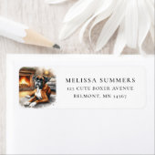 Boxe Chien Hiver Foyer Adresse de retour Étiquette (En situation)