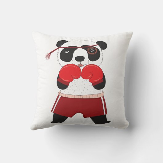 Boxe De Sport Panda Ours Lancer Oreiller (Verso)