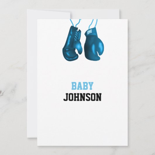 Boxe Gants Bleu Bébé Douche Invitations (Dos)