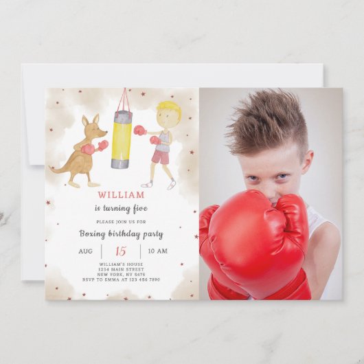 Boxe Invitation Anniversaire Avec photo (Devant)