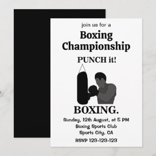 Boxe Sport Punch It Invitations pour les sports de