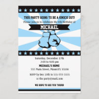 Boxe Sports Boy Anniversaire Invitation Bleu
