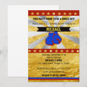 Boxe Sports Boy Anniversaire Invitation Gold Blue (Devant / Derrière)
