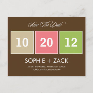 Boxed Calendar Save the Date Briefkaart (Bruin)