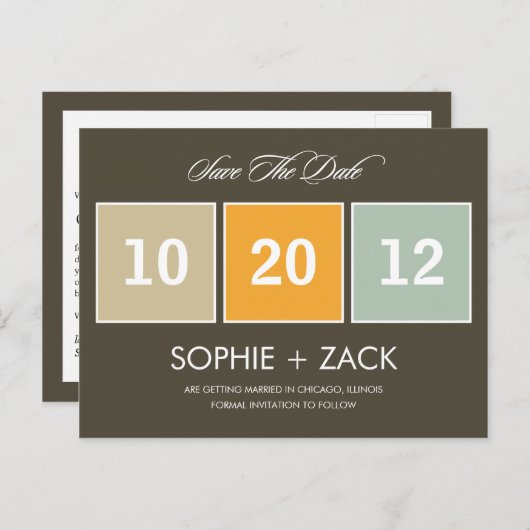 Boxed Calendar Save the Date Briefkaart (grijs) (Voorkant / Achterkant)