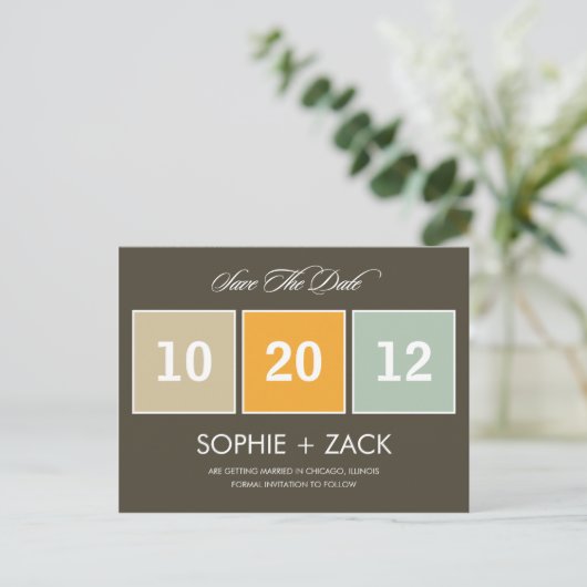 Boxed Calendar Save the Date Briefkaart (grijs) (Staand voorkant)