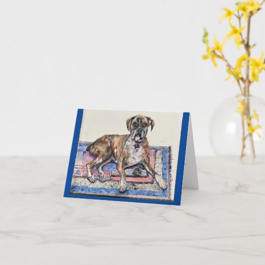 Boxer 3waterverf zoete hond en man verbinding kaart (Gele Bloem)